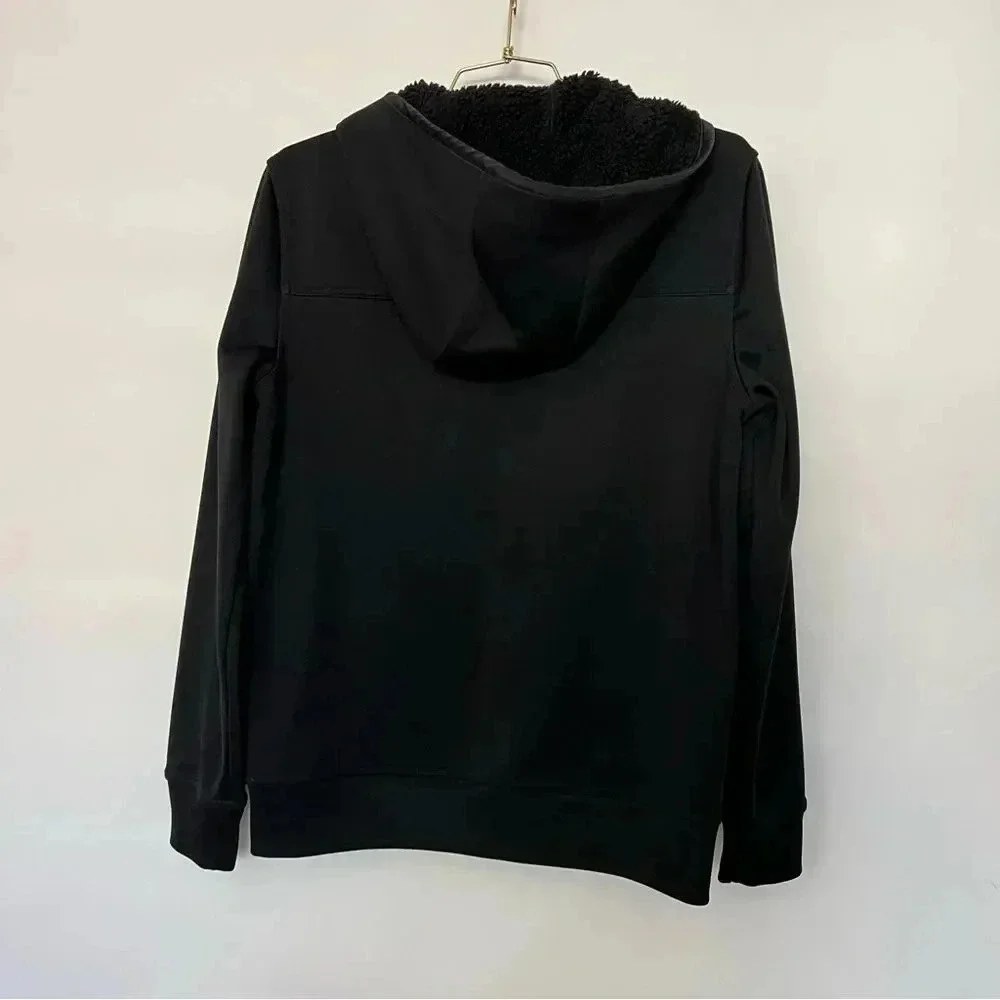 Banana Republic Black Jacket With Sherpa Hooded Scuba Arms Size Medium